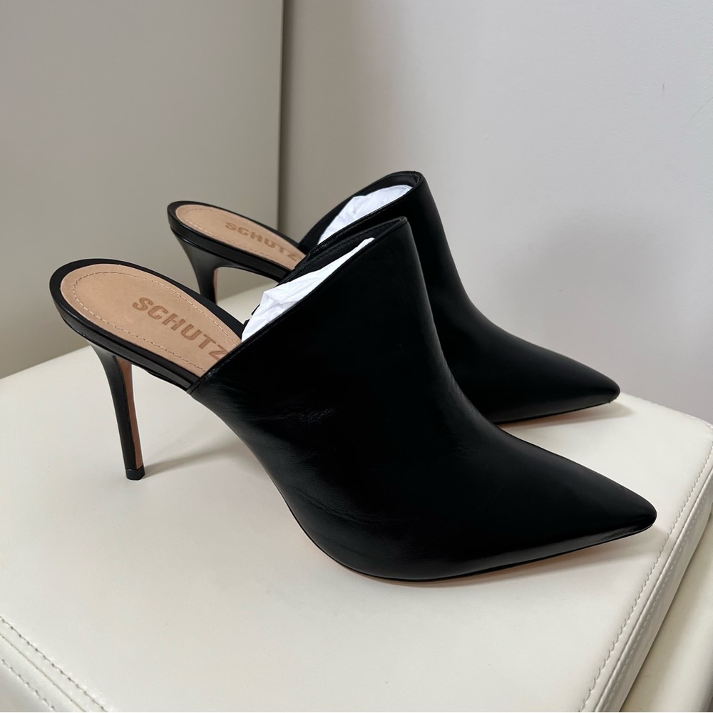Schutz Black Women's Heeled Mules